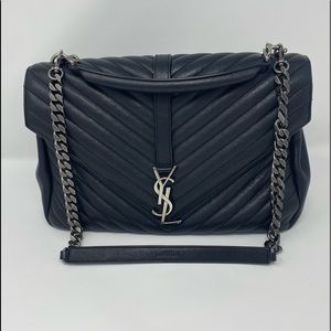SAINT LAURENT Chevron Monogram College Bag